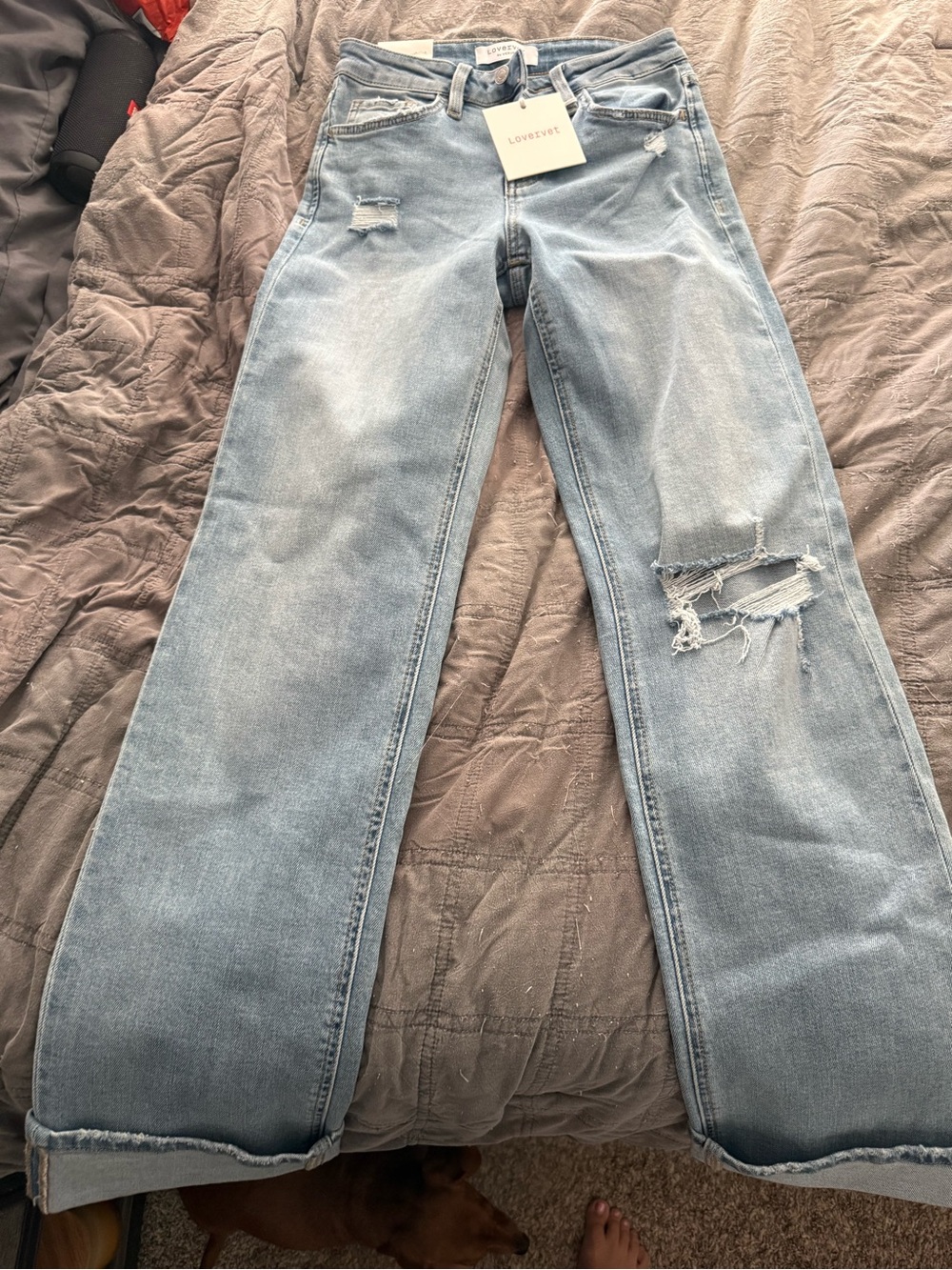 Light Blue Distressed Wide-Leg Jeans by Lovers + Friends